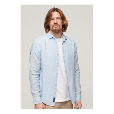 Superdry für Herren. M4010607A Langärmeliges Leinenhemd blau (S), Lässig, Langarm Superdry für Herren. M4010607A Langärmeliges Leinenhemd blau (S), Lässig, Langarm