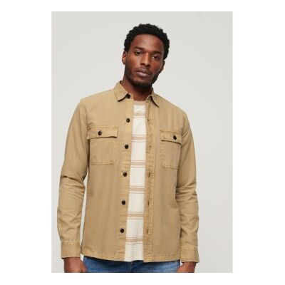 Superdry für Herren. M4010799A Braunes militärisches Langarmhemd (XXL), Lässig, Baumwolle Superdry für Herren. M4010799A Braunes militärisches Langarmhemd (XXL), Lässig, Baumwolle