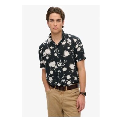 Superdry für Herren. M4010941A Bedrucktes Kurzarmhemd schwarz (M), Lässig, Modal Superdry für Herren. M4010941A Bedrucktes Kurzarmhemd schwarz (M), Lässig, Modal