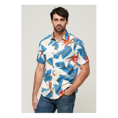 Superdry für Herren. M4010353A Hawaii-Hemd weiß (XXL), Lässig, Modal, Kurzarm Superdry für Herren. M4010353A Hawaii-Hemd weiß (XXL), Lässig, Modal, Kurzarm