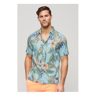 Superdry für Herren. M4010353A Blaues Hawaii-Hemd (XXL), Lässig, Baumwolle, Kurzarm Superdry für Herren. M4010353A Blaues Hawaii-Hemd (XXL), Lässig, Baumwolle, Kurzarm