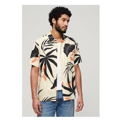Superdry für Herren. M4010353A Beigefarbenes Hawaii-Hemd (S), Lässig, Baumwolle, Kurzarm Superdry für Herren. M4010353A Beigefarbenes Hawaii-Hemd (S), Lässig, Baumwolle, Kurzarm