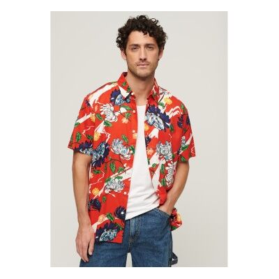 Superdry für Herren. M4010620A Hawaii Kurzarmhemd rot (XXL), Lässig, Modal Superdry für Herren. M4010620A Hawaii Kurzarmhemd rot (XXL), Lässig, Modal