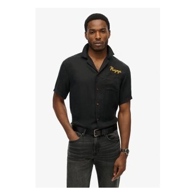 Superdry für Herren. M4010938A Merchant Suika Hemd schwarz (XL), Lässig, Baumwolle, Kurzarm Superdry für Herren. M4010938A Merchant Suika Hemd schwarz (XL), Lässig, Baumwolle, Kurzarm