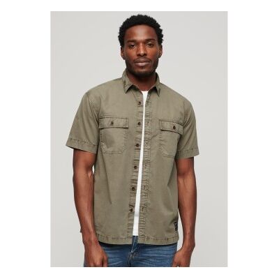 Superdry für Herren. M4010791A Grünes Kurzarm-Militärhemd (M), Lässig, Baumwolle Superdry für Herren. M4010791A Grünes Kurzarm-Militärhemd (M), Lässig, Baumwolle