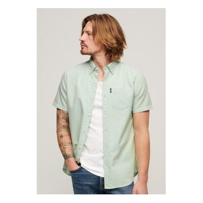 Superdry für Herren. M4010623A Grünes Kurzarm-Oxfordhemd (S), Lässig, Baumwolle Superdry für Herren. M4010623A Grünes Kurzarm-Oxfordhemd (S), Lässig, Baumwolle