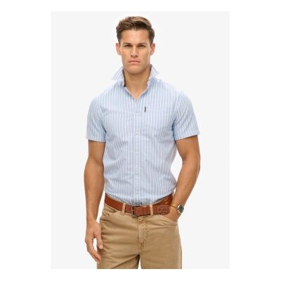 Superdry für Herren. M4010944A Blaues kurzärmeliges Oxford-Hemd (S), Lässig, Baumwolle, Kurzarm Superdry für Herren. M4010944A Blaues kurzärmeliges Oxford-Hemd (S), Lässig, Baumwolle, Kurzarm