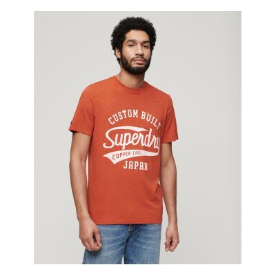 Superdry für Herren. M1011905A Kupferlabel-T-Shirt orange (L), Lässig, Baumwolle, Kurzarm Superdry für Herren. M1011905A Kupferlabel-T-Shirt orange (L), Lässig, Baumwolle, Kurzarm