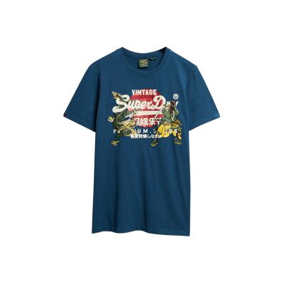 Superdry für Herren. M1012111A Vintage Tokyo T-shirt blau (M), Lässig, Baumwolle, Kurzarm Superdry für Herren. M1012111A Vintage Tokyo T-shirt blau (M), Lässig, Baumwolle, Kurzarm