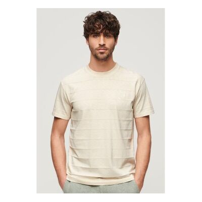 Superdry für Herren. M1011570A Beigefarbenes strukturiertes T-Shirt und Logo im Vintage-Look (S), Lässig, Baumwolle, Kurzarm Superdry für Herren. M1011570A Beigefarbenes strukturiertes T-Shirt und Logo im Vintage-Look (S), Lässig, Baumwolle, Kurzarm