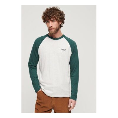 Superdry für Herren. M6010801A Essential Langarm-Baseball-T-Shirt weiß, grün (XXL), Lässig, Baumwolle Superdry für Herren. M6010801A Essential Langarm-Baseball-T-Shirt weiß, grün (XXL), Lässig, Baumwolle