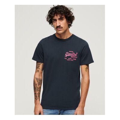 Superdry für Herren. M1011922A Fluor T-shirt mit Logo Vintage navy (M), Lässig, Baumwolle, Kurzarm, Marine Superdry für Herren. M1011922A Fluor T-shirt mit Logo Vintage navy (M), Lässig, Baumwolle, Kurzarm, Marine