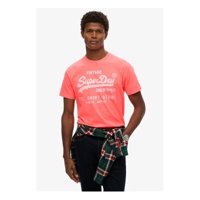 Superdry für Herren. M1012119A Koralle Vintage Fluor T-shirt (L), Lässig, Baumwolle, Kurzarm Superdry für Herren. M1012119A Koralle Vintage Fluor T-shirt (L), Lässig, Baumwolle, Kurzarm