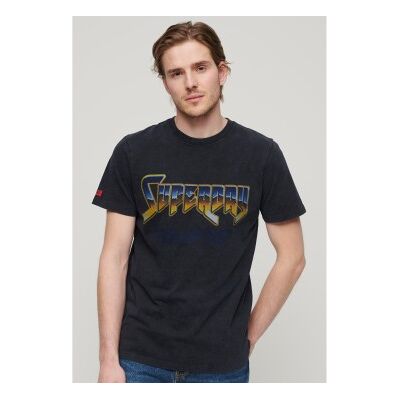 Superdry für Herren. M1011981A Schwarzes Rockband-Grafik-T-Shirt (M), Lässig, Baumwolle, Kurzarm Superdry für Herren. M1011981A Schwarzes Rockband-Grafik-T-Shirt (M), Lässig, Baumwolle, Kurzarm