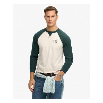 Superdry für Herren. M6010915A Vintage Athletic Baseball-T-Shirt grün (L), Lässig, Baumwolle, Langarm Superdry für Herren. M6010915A Vintage Athletic Baseball-T-Shirt grün (L), Lässig, Baumwolle, Langarm