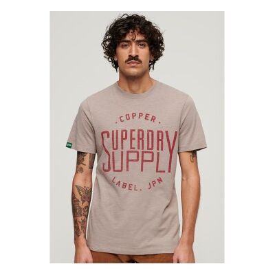 Superdry für Herren. M1011900A Workwear-T-Shirt aus der beigen Copper Label-Reihe (S), Lässig, Baumwolle, Kurzarm Superdry für Herren. M1011900A Workwear-T-Shirt aus der beigen Copper Label-Reihe (S), Lässig, Baumwolle, Kurzarm