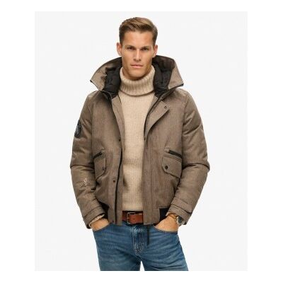 Superdry für Herren. M5012048A Beigefarbene, wattierte City-Tweed-Bomberjacke (L), Lässig, Recyceltes Polyester Superdry für Herren. M5012048A Beigefarbene, wattierte City-Tweed-Bomberjacke (L), Lässig, Recyceltes Polyester