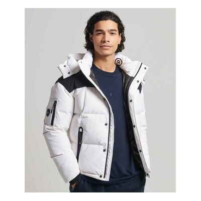 Superdry für Herren. M5011519A Quadratisch geschnittene Steppjacke mit Kapuze weiß (XXL), Lässig, Polyester, Nachhaltig Superdry für Herren. M5011519A Quadratisch geschnittene Steppjacke mit Kapuze weiß (XXL), Lässig, Polyester, Nachhaltig