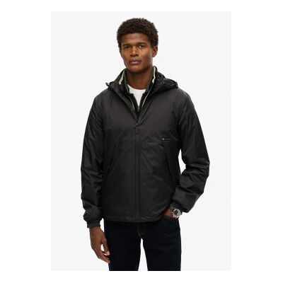Superdry für Herren. M5012101A Windbreaker Jacke mit Kapuze und Logo schwarz (S), Lässig, Nachhaltig, Recyceltes Nylon Superdry für Herren. M5012101A Windbreaker Jacke mit Kapuze und Logo schwarz (S), Lässig, Nachhaltig, Recyceltes Nylon