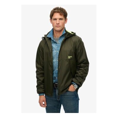 Superdry für Herren. M5012101A Windbreaker-Jacke mit Kapuze und grünem Logo (L), Lässig, Nylon, Nachhaltig Superdry für Herren. M5012101A Windbreaker-Jacke mit Kapuze und grünem Logo (L), Lässig, Nylon, Nachhaltig