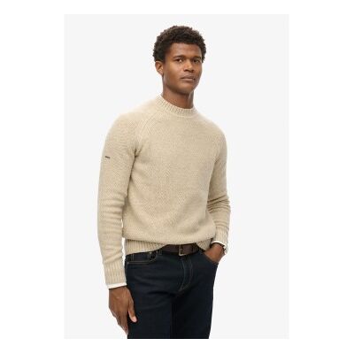Superdry für Herren. M6110634A Dicker beiger Raglan-Pullover (S), Lässig, Polyester Superdry für Herren. M6110634A Dicker beiger Raglan-Pullover (S), Lässig, Polyester