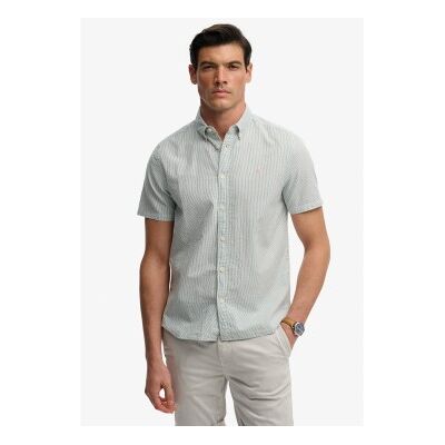 Superdry für Herren. M4011102A Klassisches Seersuckerhemd grün (S), Lässig, Baumwolle, Kurzarm Superdry für Herren. M4011102A Klassisches Seersuckerhemd grün (S), Lässig, Baumwolle, Kurzarm