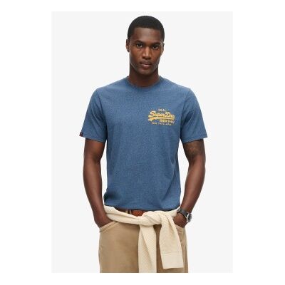 Superdry für Herren. M1012160A Klassisches T-Shirt mit blauem Vintage-Logo (M), Lässig, Baumwolle, Kurzarm Superdry für Herren. M1012160A Klassisches T-Shirt mit blauem Vintage-Logo (M), Lässig, Baumwolle, Kurzarm