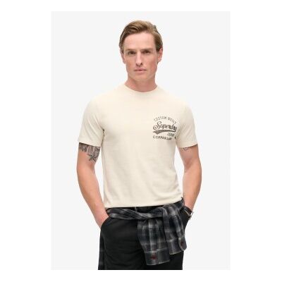 Superdry für Herren. M1012024A Copper Label Brust Grafik-T-Shirt weiß (S), Lässig, Baumwolle, Kurzarm Superdry für Herren. M1012024A Copper Label Brust Grafik-T-Shirt weiß (S), Lässig, Baumwolle, Kurzarm