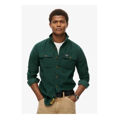 Superdry für Herren. M4010722A Trailsman grünes, locker sitzendes Kordhemd (S), Lässig, Baumwolle, Langarm Superdry für Herren. M4010722A Trailsman grünes, locker sitzendes Kordhemd (S), Lässig, Baumwolle, Langarm