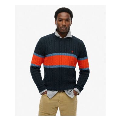 Superdry für Herren. M6110710A Marineblauer Pullover mit Streifen (S), Lässig, Baumwolle Superdry für Herren. M6110710A Marineblauer Pullover mit Streifen (S), Lässig, Baumwolle
