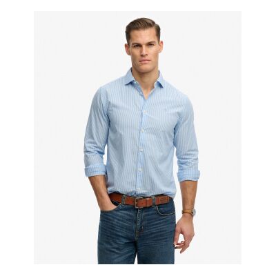 Superdry für Herren. M4011109A Weggeschnittenes Popeline-Hemd blau (XL), Lässig, Baumwolle, Klassisch, Langarm Superdry für Herren. M4011109A Weggeschnittenes Popeline-Hemd blau (XL), Lässig, Baumwolle, Klassisch, Langarm
