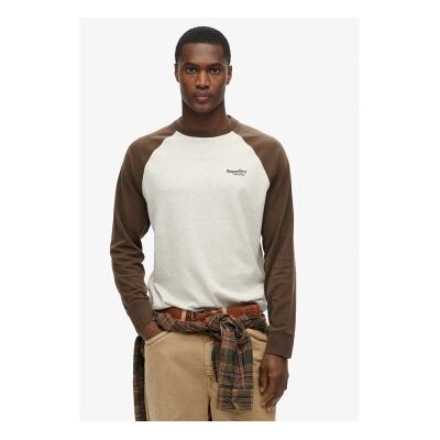 Superdry für Herren. M6010833A Essential Logo Langarm-Baseball-T-Shirt weiß, grün (XL), Braun, Lässig, Baumwolle Superdry für Herren. M6010833A Essential Logo Langarm-Baseball-T-Shirt weiß, grün (XL), Braun, Lässig, Baumwolle