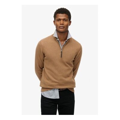 Superdry für Herren. M6110690A Essentials Pullover mit halbem Reißverschluss braun (S), Lässig, Baumwolle Superdry für Herren. M6110690A Essentials Pullover mit halbem Reißverschluss braun (S), Lässig, Baumwolle
