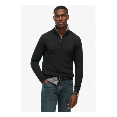 Superdry für Herren. M6110690A Essentials Half Zip Pullover schwarz (S), Lässig, Baumwolle Superdry für Herren. M6110690A Essentials Half Zip Pullover schwarz (S), Lässig, Baumwolle
