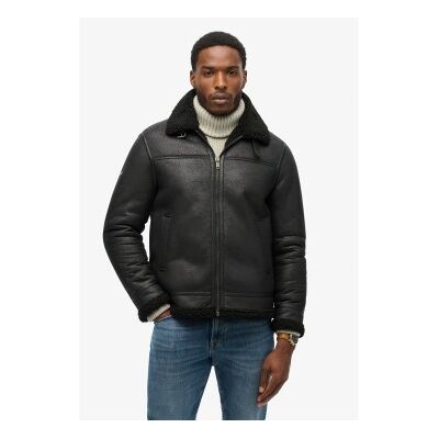 Superdry für Herren. M5012141A Faux Shearling Aviator Jacke schwarz (XXL), Lässig, Polyester Superdry für Herren. M5012141A Faux Shearling Aviator Jacke schwarz (XXL), Lässig, Polyester