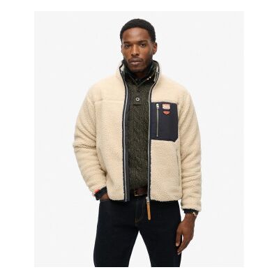 Superdry für Herren. M2014141A Vintage Retro beige durchgehender Reißverschluss mit Fleecefutter (XL), Lässig, Polyester Superdry für Herren. M2014141A Vintage Retro beige durchgehender Reißverschluss mit Fleecefutter (XL), Lässig, Polyester