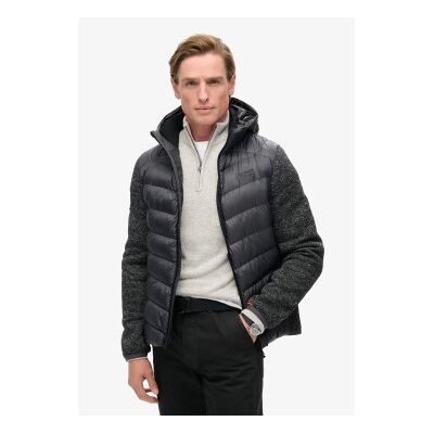 Superdry für Herren. M5012042A Hybrid-Strickjacke mit Kapuze Sturmgrau (S), Lässig, Recyceltes Polyester, Nachhaltig Superdry für Herren. M5012042A Hybrid-Strickjacke mit Kapuze Sturmgrau (S), Lässig, Recyceltes Polyester, Nachhaltig