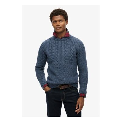Superdry für Herren. M6110638A Blauer Jacob Zopfstrickpullover (XL), Lässig, Acryl, Nachhaltig Superdry für Herren. M6110638A Blauer Jacob Zopfstrickpullover (XL), Lässig, Acryl, Nachhaltig
