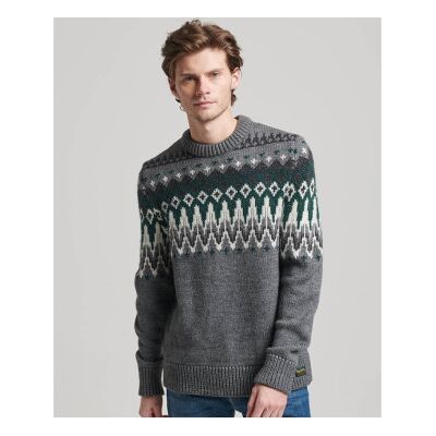 Superdry für Herren. M6110528A Strickpulli mit Rundhalsausschnitt und grauen Alpengrünen (M), Lässig, Acryl Superdry für Herren. M6110528A Strickpulli mit Rundhalsausschnitt und grauen Alpengrünen (M), Lässig, Acryl