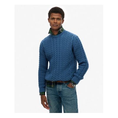 Superdry für Herren. M6110697A Jacob Cable Pullover blau (M), Lässig, Acryl Superdry für Herren. M6110697A Jacob Cable Pullover blau (M), Lässig, Acryl