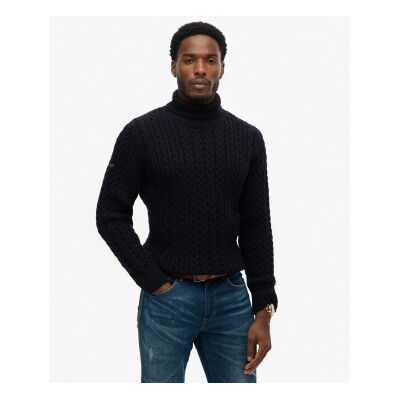Superdry für Herren. M6110673A Jacob Cable Roll navy Pullover (M), Lässig, Wolle, Langarm, Marine Superdry für Herren. M6110673A Jacob Cable Roll navy Pullover (M), Lässig, Wolle, Langarm, Marine