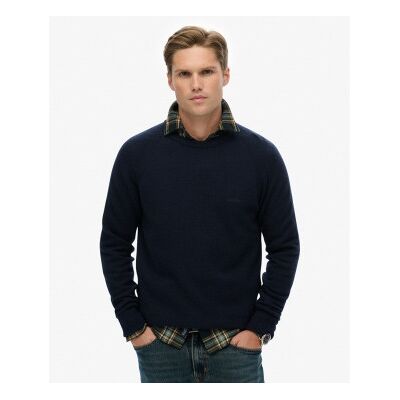 Superdry für Herren. M6110689A Marineblauer Pullover aus Wollmischung (M), Lässig, Wolle Superdry für Herren. M6110689A Marineblauer Pullover aus Wollmischung (M), Lässig, Wolle
