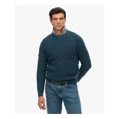 Superdry für Herren. M6110696A Blauer Chunky-Raglanpullover (L), Lässig, Polyester Superdry für Herren. M6110696A Blauer Chunky-Raglanpullover (L), Lässig, Polyester