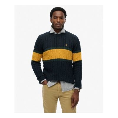 Superdry für Herren. M6110710A Jersey Cotton Stripe Cable marineblau (S), Lässig, Baumwolle Superdry für Herren. M6110710A Jersey Cotton Stripe Cable marineblau (S), Lässig, Baumwolle
