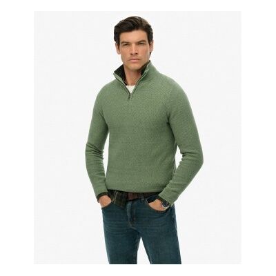 Superdry für Herren. M6110682A Pullover Textur Half Zip grün (M), Lässig, Baumwolle Superdry für Herren. M6110682A Pullover Textur Half Zip grün (M), Lässig, Baumwolle