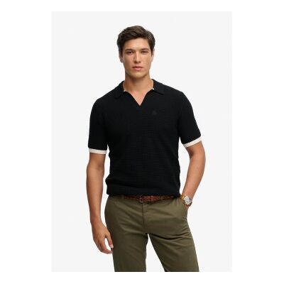 Superdry für Herren. M1110459A Polo Johnny Kragen Gestrickt schwarz (L), Lässig, Baumwolle, Kurzarm Superdry für Herren. M1110459A Polo Johnny Kragen Gestrickt schwarz (L), Lässig, Baumwolle, Kurzarm
