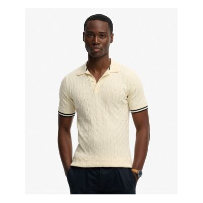 Superdry für Herren. M1110441A Beigefarbenes Poloshirt mit Textur (L), Lässig, Baumwolle, Kurzarm Superdry für Herren. M1110441A Beigefarbenes Poloshirt mit Textur (L), Lässig, Baumwolle, Kurzarm