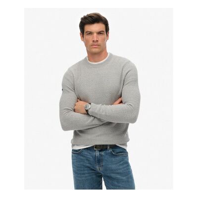 Superdry für Herren. M6110681A Light Texture Pullover grau (XXL), Lässig, Baumwolle, Langarm Superdry für Herren. M6110681A Light Texture Pullover grau (XXL), Lässig, Baumwolle, Langarm