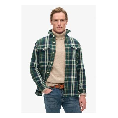Superdry für Herren. M4010865A Merchant Store grün kariertes Karohemd (S), Lässig, Baumwolle, Langarm Superdry für Herren. M4010865A Merchant Store grün kariertes Karohemd (S), Lässig, Baumwolle, Langarm