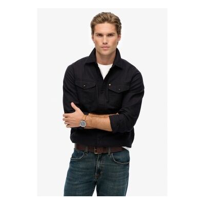 Superdry für Herren. M4011022A Merchant Ranch Hemd schwarz (M), Lässig, Baumwolle, Langarm Superdry für Herren. M4011022A Merchant Ranch Hemd schwarz (M), Lässig, Baumwolle, Langarm